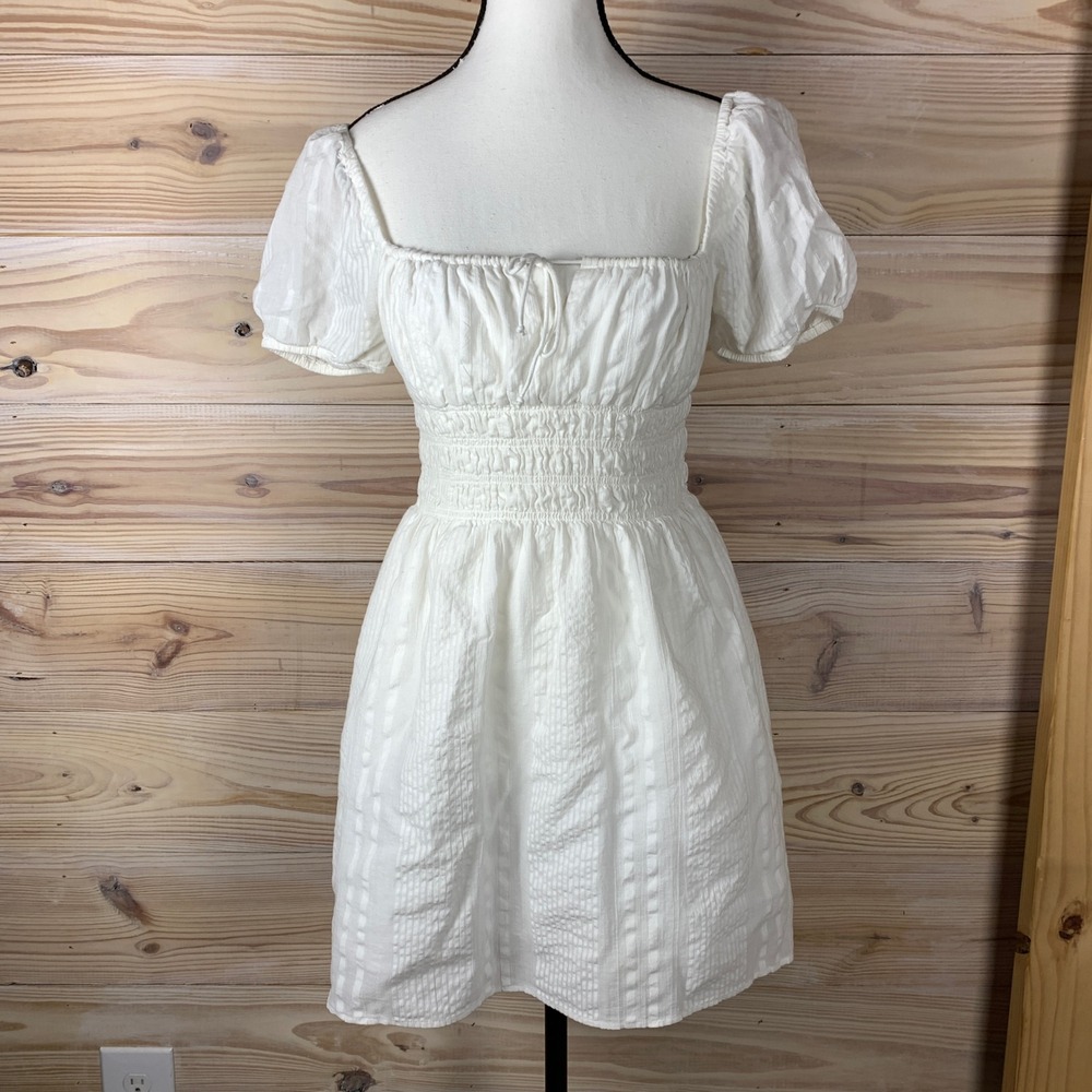 Sunday Best Dress Women S White Mini Smocked Puff Sleeve Organic Eyelet Coquette